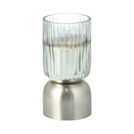 Glass Ribbed Candle Holder Solid Ombre And Silver  image number 1