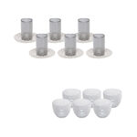 Dallaty white porcelain and glass Tea and coffee cups set 18 pcs image number 2