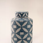 Homez blue and white ceramic vase 16*16*28 cm image number 1