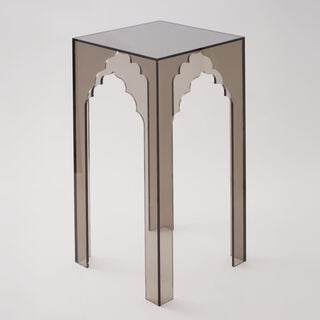 Qurtuba Homez Archways Acrylic Side Table, Smoked Grey, 30.5*30.5*61cm