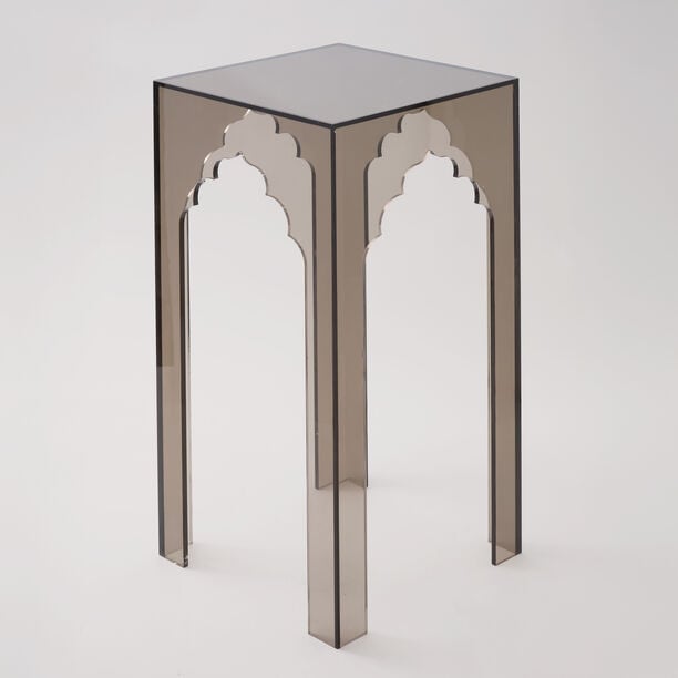 Qurtuba Homez Archways Acrylic Side Table, Smoked Grey, 30.5*30.5*61cm image number 0