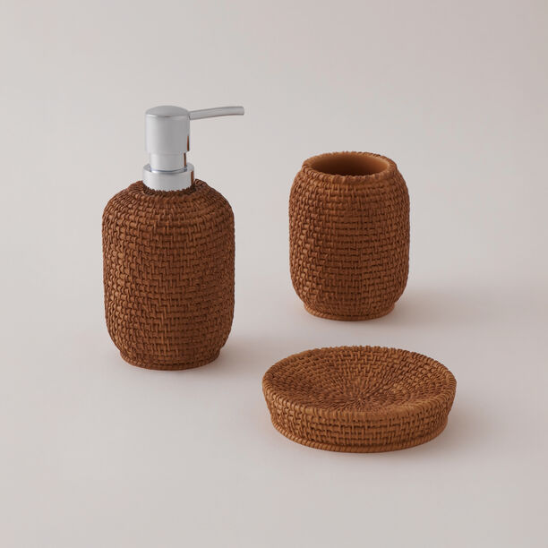 هومز طقم اكسسوارات حمام 3 قطع بولي ريزين، بني image number 0