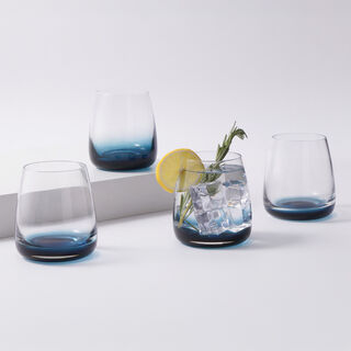 La Mesa 4Pcs Glass Tumbler Set, Blue 340Ml