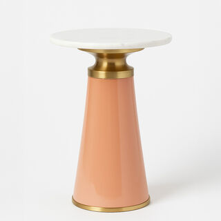 هومز طاولة قهوة زجاج مع سطح رخام 30*51سم، برتقالي