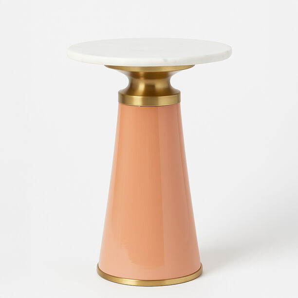 هومز طاولة قهوة زجاج مع سطح رخام 30*51سم، برتقالي image number 0