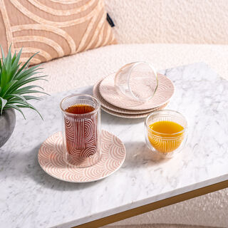 Dallaty white porcelain and glass Tea and coffee cups set 18 pcs
