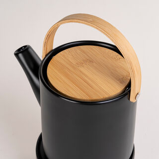 Dallaty black porcelain English tea pot and warmer