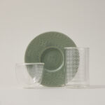 Dallaty green porcelain and glass Tea and coffee cups set 18 pcs image number 1