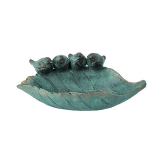 Decorative Leaf With Birds Blue