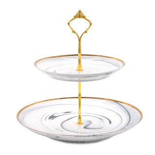 Grey Marble 2 Tier Cake Stand