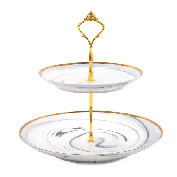 Grey Marble 2 Tier Cake Stand image number 0
