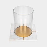 Candle Holder White Marble Gold Inlay image number 2