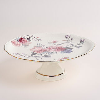 La Mesa beige porcelain 2 tiered cake stand