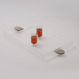 Qurtuba Collection Dallaty Acrylic Tray Brown Handle, 59.5*30*5 cm