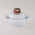 البرتو قدر زجاجي دائرية بغطاء ومقبض من زجاج البورسليكات العالي 25.4*20.4*17.3سم image number 0