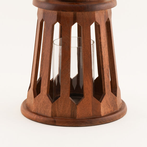 "هومز حامل شمع تصميم فانوس خشب ومعدن طبيعي 31*26*26سم image number 1