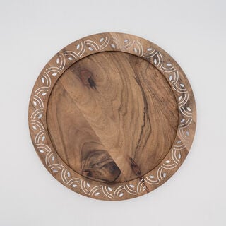 Pearl La Mesa Charger Plate Wood With Pearl Decoration, 36 cm Diameter