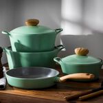 Neoflam Retro 7 Pieces Ceramic Cookware Set Green  image number 4