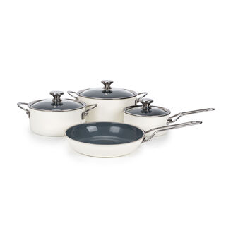 7 Pcs White Porsteel Cookware Set