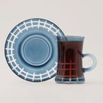 Dallaty 12pcs glass tea set, dark blue image number 2