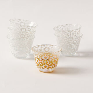 Bahja white glass Arabic coffee cup set