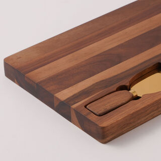 Alberto acacia wood cheese board set with metal handle 58.6*20.3*2.5 cm