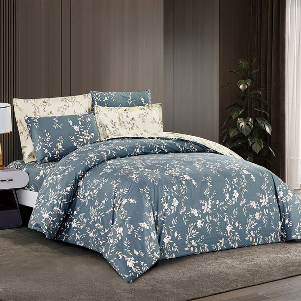 Unique home 6pc cream branches super king cotton comforter set 260*240cm image number 5
