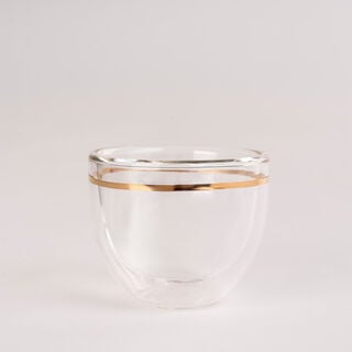 طقم فناجين قهوة عربية زجاج مزدوج 6 قطع ذهبي