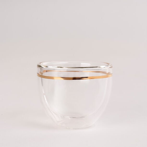 6 Pcs Double Wall Cawa Glass Cup Calligraphy Design Gold image number 1