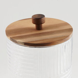 La Mesa Glass Beverage Dispenser With Wooden Base 18.2*40Cm
