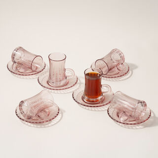 Dallaty 12pcs glass tea set pink