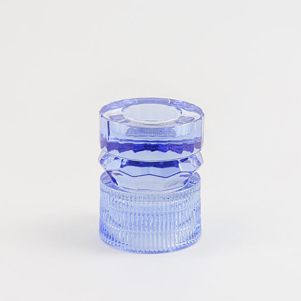 هومز حامل شموع مضلع زجاج 13.3*13.3*15.4سم، أزرق image number 1