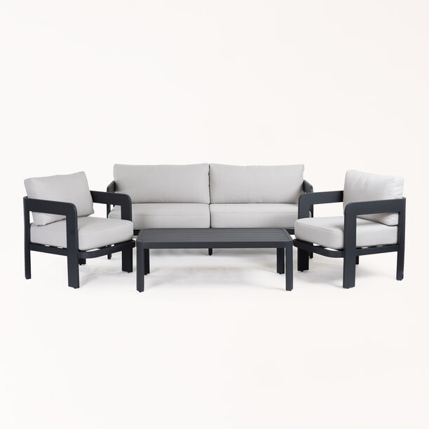 Homez patio set 4pcs aluminum frame, olefin fabric cushions, black image number 0