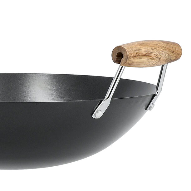 Wok Pan with Wood Handle NonStick Round 38Cm* 2.0Mm Black Finladia image number 2