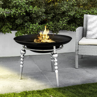 Fire Pit Round Stainless Steel And Iron