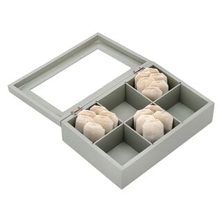 Tea Box 6 Sections Gray and White