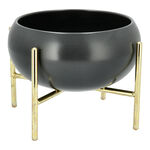 La Mesa 16Cm Salad Bowl Semi Matt Grey W/Gold  image number 0
