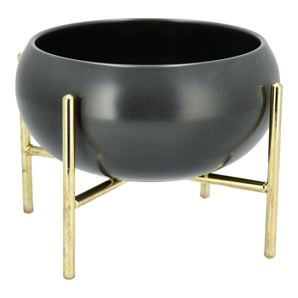La Mesa 16Cm Salad Bowl Semi Matt Grey W/Gold  image number 0