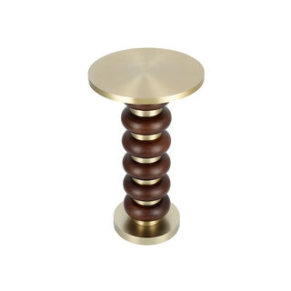 Drink Table Wood Base Brass Gold Top 30 *51 cm