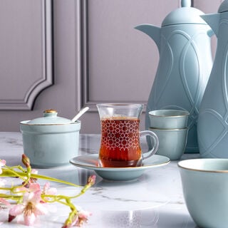 طقم شاي وقهوة عربي 20 قطعة لون تيفاني