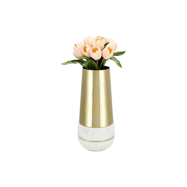 Marble And Aluminum Vase Gold 17*17*38 cm image number 2