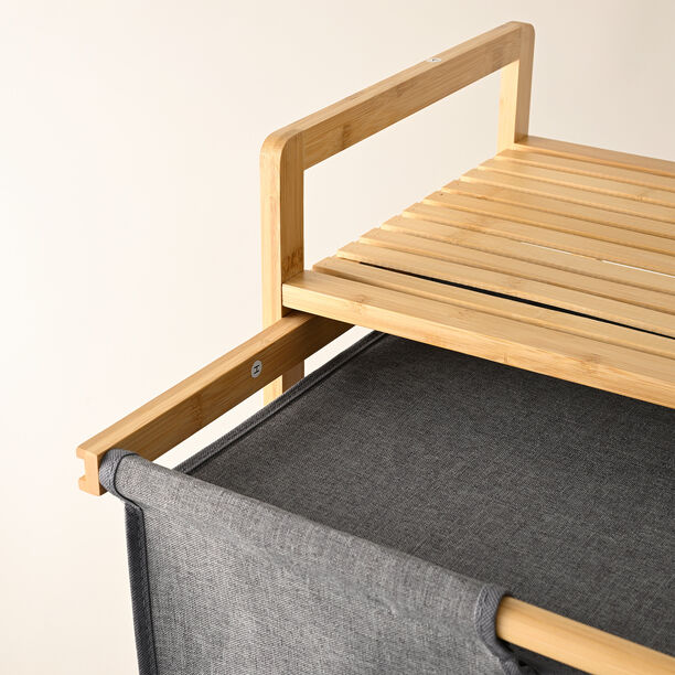 Homez bamboo & linen laundry basket 108*63*33 cm image number 2