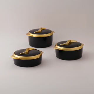 البرتو طقم قدور 3 قطع ستانلس ستيل، أسود وفضي