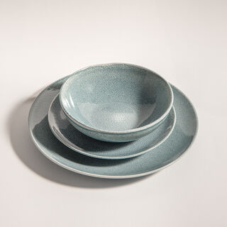 la mesa glaze blue white porcelain 18 Pcs dinner set