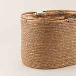 Homes Rattan Storage Bag With Grey Ropes And Straw image number 1