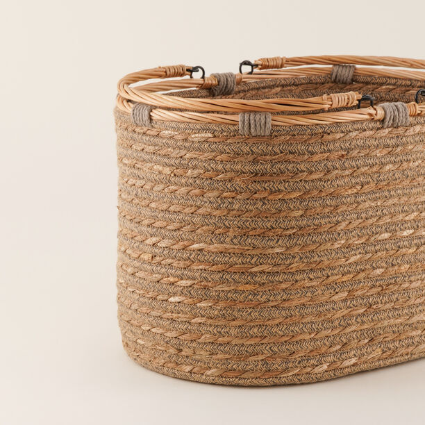 Homes Rattan Storage Bag With Grey Ropes And Straw image number 1