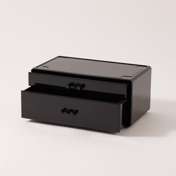 هومز منظم مكياج بلاستيك، أسود 23.8*15.3*10.8 سم image number 0