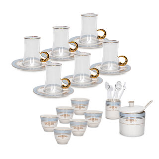 28Pc Arabic Tea And Coffee set Porcelain Royal Blue