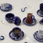 Dallaty blue glass and porcelain Tea and coffee cups set 21 pcs image number 5
