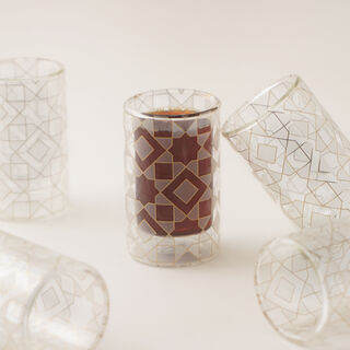 Dallaty Glass Tea Cups Set 6Pcs, Gold